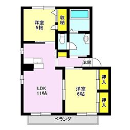 カサグランデ 1階2LDKの間取り