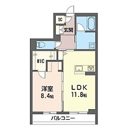 ＰＳレジデンス高崎 2階1LDKの間取り