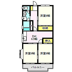 堤マンション 3DKの間取図画像