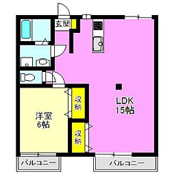 エスパシオB 1LDKの間取図画像