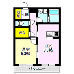 ハーベストプレイス 1LDKの間取図画像