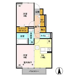 α台門 2DKの間取図画像