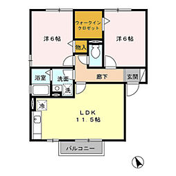 クレストコートB 2LDKの間取図画像
