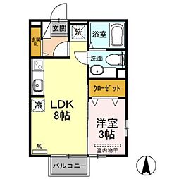 メゾンソニアB 1LDKの間取図画像