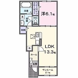 パークアクシス藤岡・E 1LDKの間取図画像