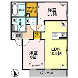 コンツェルトA 2LDKの間取図画像