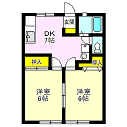 タウンハイツ2 2DKの間取図画像