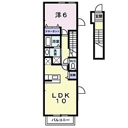 ブリーゼ大門 1LDKの間取図画像