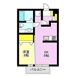 エミネンス双葉B 1DKの間取図画像