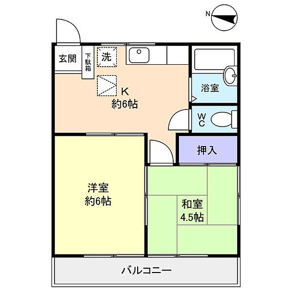 メロディハイツ 201｜千葉県八千代市勝田台北2丁目(賃貸アパート2DK・2階・35.00㎡)の写真 その2