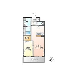 Moon stone（ムーン　ストーン） 2階1LDKの間取り