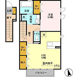 グラン・ボヌール　II 2階1LDKの間取り