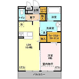 つくばエーツー 3階1LDKの間取り