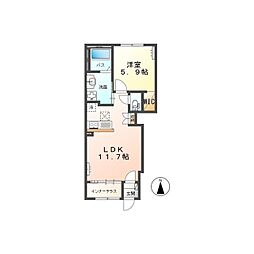 ルーチェII 1階1LDKの間取り