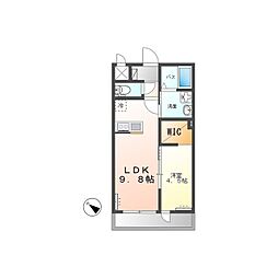 グラティテュード・K 2階1LDKの間取り