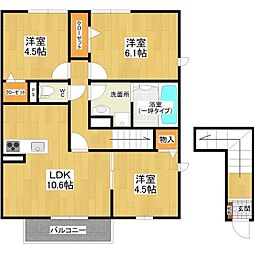 Grand Rise Tsukuba A棟 2階3LDKの間取り