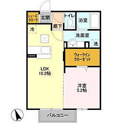 サニーコーポ 1階1LDKの間取り