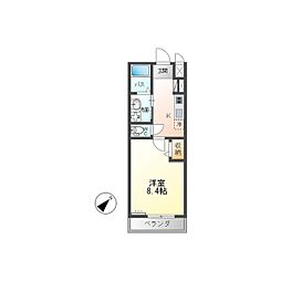 ペルティカ 2階1Kの間取り