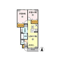 premier couleur(プルミエクルール) 2LDKの間取図画像