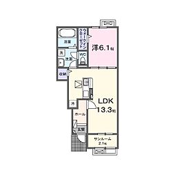 モノテラス 1LDKの間取図画像