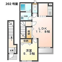 カサパルド2 1LDKの間取図画像