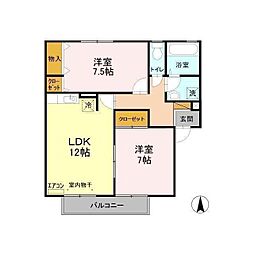 エルクレールD 2LDKの間取図画像