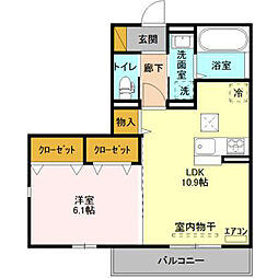 ゼピュロスみどりのC 1LDKの間取図画像