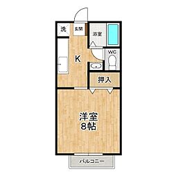サンガーデン大山A 1Kの間取図画像