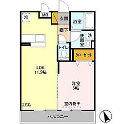 D-RoomSaigou 1LDKの間取図画像