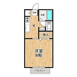 サンガーデン大山B 1Kの間取図画像