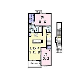 スピカササギII　Ｂ 2階2LDKの間取り