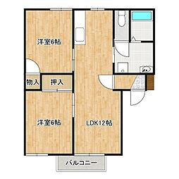 ラ・ビバーチェA 2LDKの間取図画像