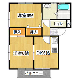 桂コーポ南区 2DKの間取図画像