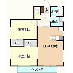 ミナミシャルマンB 2LDKの間取図画像