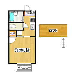 シャトルシティー2 1Kの間取図画像