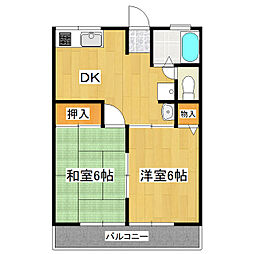 シティハイム高橋 2DKの間取図画像