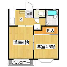 ルグランつくば 2Kの間取図画像