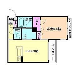 シャーメゾンプリメーラ 1LDKの間取図画像