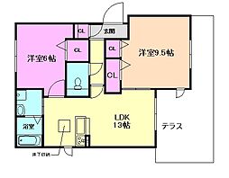 エスパスウルー 2LDKの間取図画像