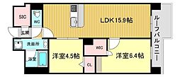 リビエナ グラン 新梅田 2LDKの間取図画像