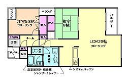 ヒルズ雲雀丘 2LDKの間取図画像
