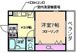 メゾンドペペ 1Kの間取図画像
