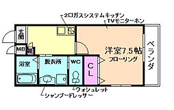 ワコーレヴィータ池田住吉 1Kの間取図画像