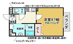 ハーモニー2 1Kの間取図画像