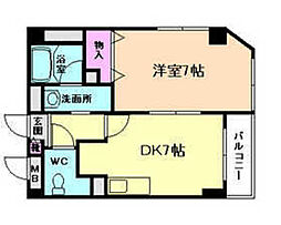アネー・ビオス 1DKの間取図画像