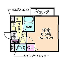 コーポ蛍池東 1Kの間取図画像