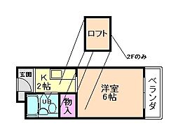 プレアール天神 1Kの間取図画像