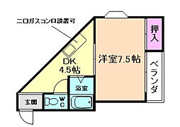 ベル・桜井 1Kの間取図画像