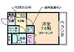 メゾン・サギタリュウス2 1Kの間取図画像