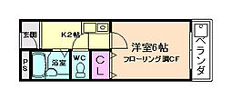 ヴェルドミール村田 1Kの間取図画像